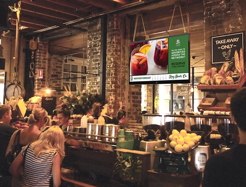 Digital advertising display in a business